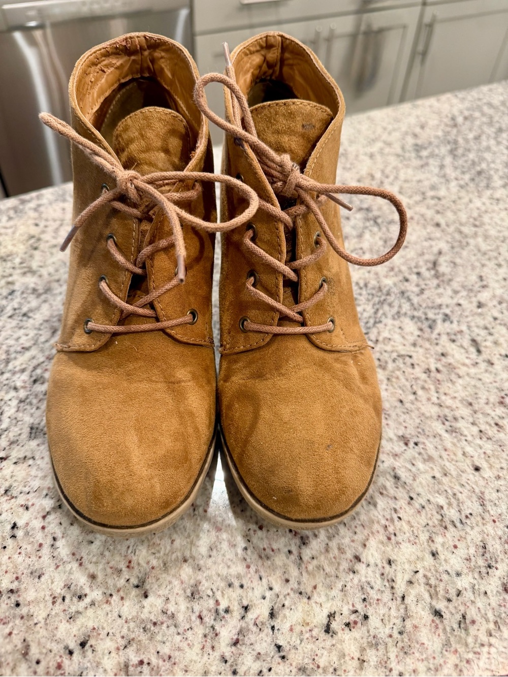 Xappeal Tan Lace-Up Suede Ankle Boots